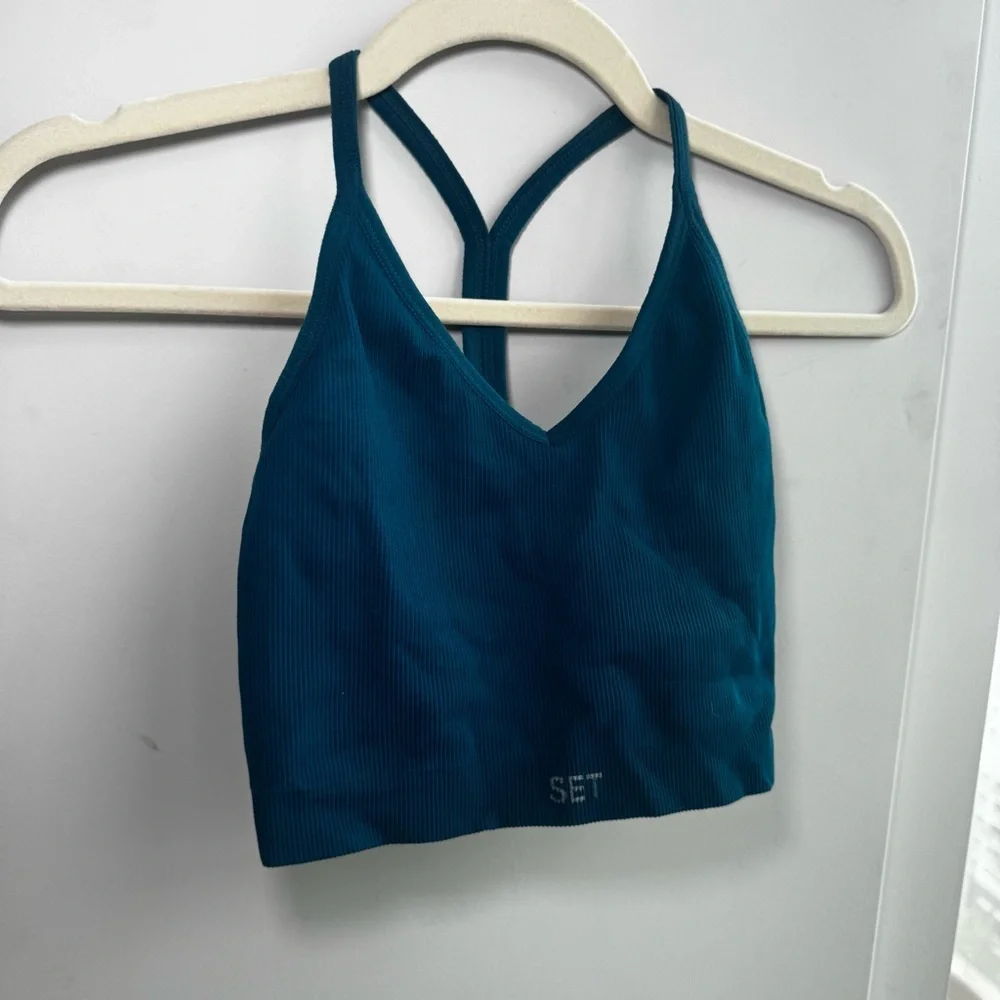 SET ACTIVE sculpt flex teal ribbed sports bra - Picture 4 of 5